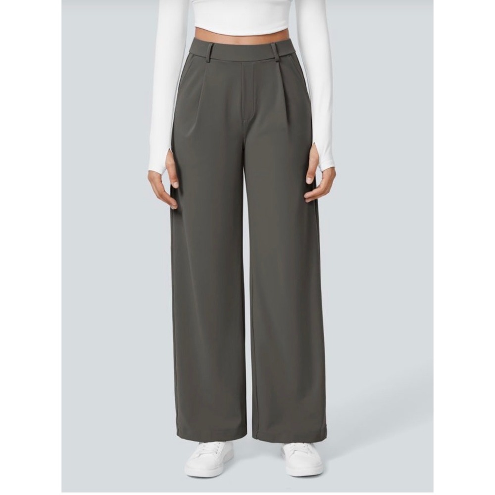 Halara Flex DayStretch High Waisted Pocket Work Flare Pants Gray L Extra Tall